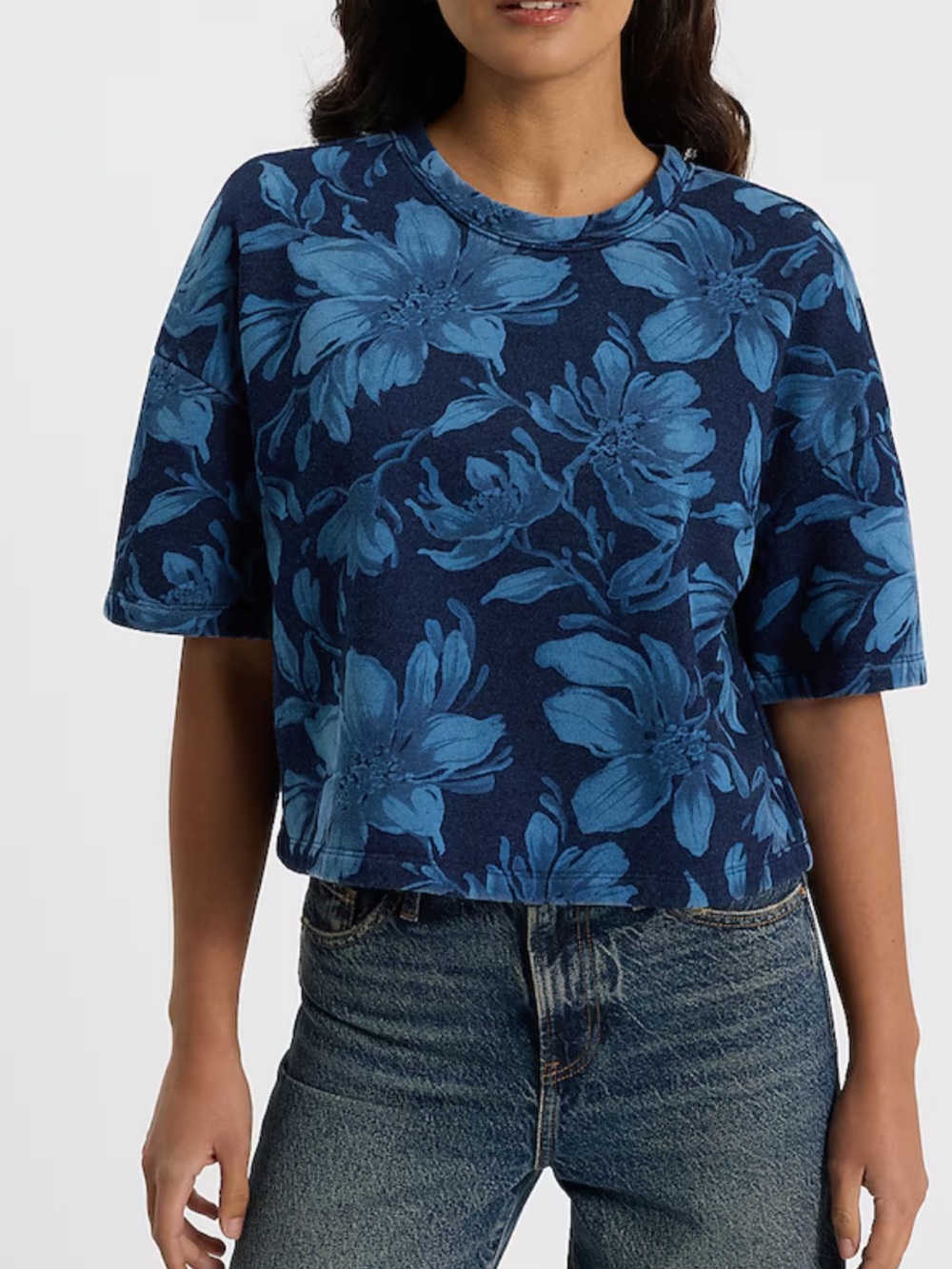 Blue Floral Crop Top
